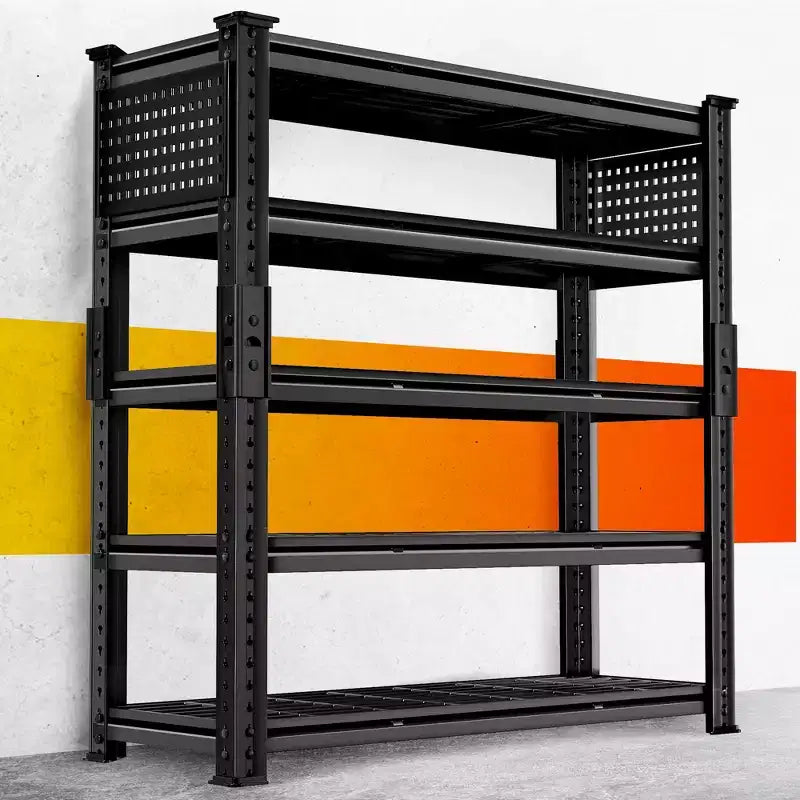 Étagère de rangement de garage robuste 48 x 24 x 72 pouces, rayonnage métallique à 5 niveaux avec tablettes grillagées, noir