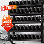 Étagère de rangement de garage robuste 48 x 24 x 72 pouces, rayonnage métallique à 5 niveaux avec tablettes grillagées, noir