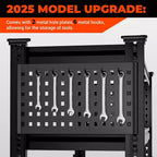 Étagère de rangement de garage robuste 48 x 24 x 72 pouces, rayonnage métallique à 5 niveaux avec tablettes grillagées, noir
