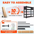 Étagère de rangement de garage robuste 48 x 24 x 72 pouces, rayonnage métallique à 5 niveaux avec tablettes grillagées, noir