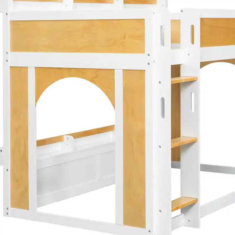 Lit superposé cabane pour enfants avec fenêtres, portes et espace inférieur convertible pour jouer ou dormir