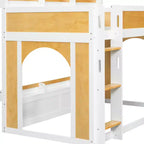 Lit superposé cabane pour enfants avec fenêtres, portes et espace inférieur convertible pour jouer ou dormir