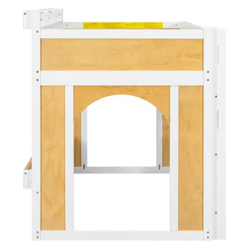 Lit superposé cabane pour enfants avec fenêtres, portes et espace inférieur convertible pour jouer ou dormir