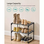 2-Tier Stackable Shoe Rack, 14.8 Inch Metal Shoe Organizer with 22 lb per Tier Capacity, Upright & Reversible for Entryway, Black