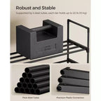 2-Tier Stackable Shoe Rack, 14.8 Inch Metal Shoe Organizer with 22 lb per Tier Capacity, Upright & Reversible for Entryway, Black