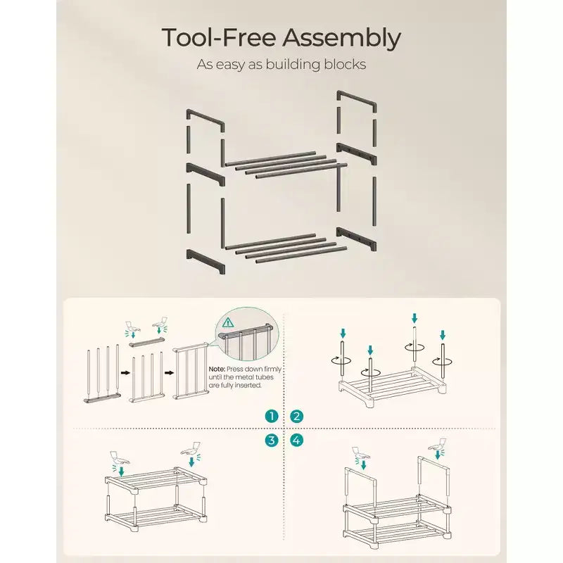 2-Tier Stackable Shoe Rack, 14.8 Inch Metal Shoe Organizer with 22 lb per Tier Capacity, Upright & Reversible for Entryway, Black