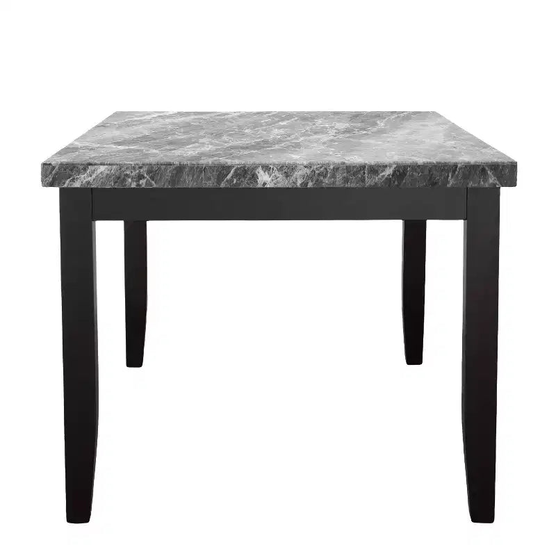 Table de salle à manger plateau marbre, grise, 6 places, 162,56 cm