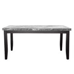 Table de salle à manger plateau marbre, grise, 6 places, 162,56 cm