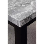 Table de salle à manger plateau marbre, grise, 6 places, 162,56 cm