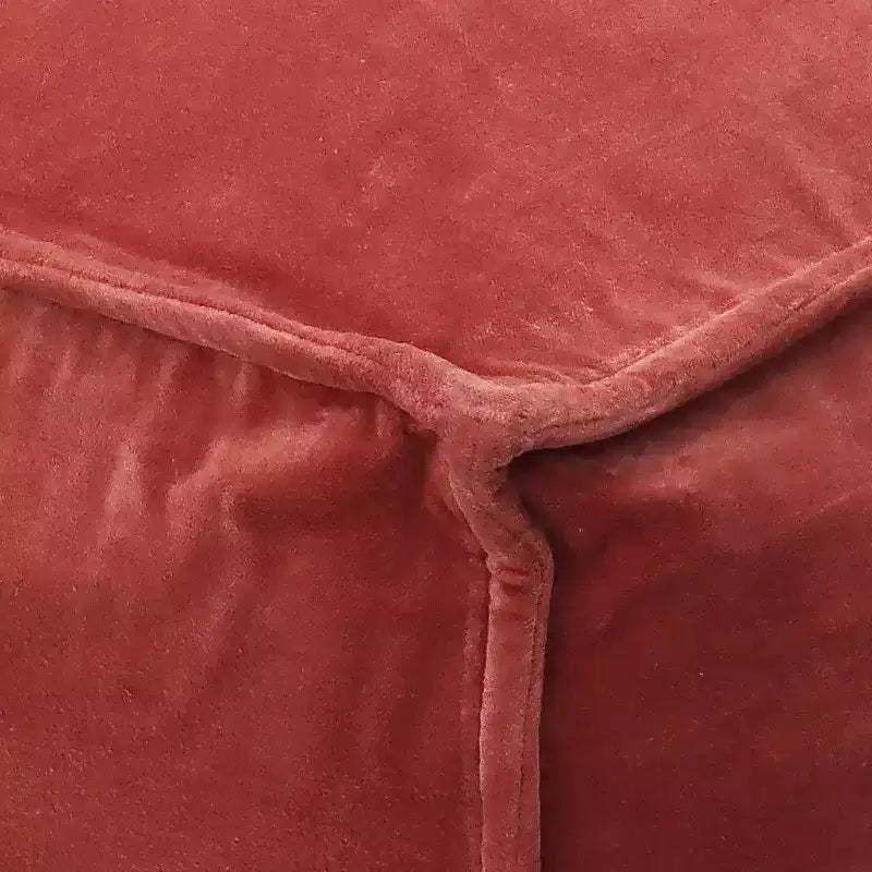Pouf carré en velours rose poudré, Repose-pieds moderne rembourré, Aucun assemblage requis