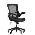 Chaise de bureau ergonomique pivotante mi-dos avec accoudoirs relevables et roulettes transparentes