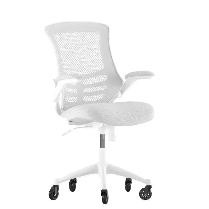 Mid-Back Swivel Ergonomic Task Office Chair with Flip-Up Arms and Transparent Roller Wheels