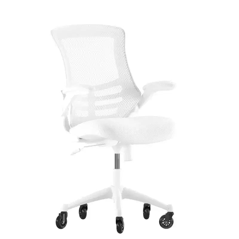 Mid-Back Swivel Ergonomic Task Office Chair with Flip-Up Arms and Transparent Roller Wheels