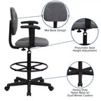 Chaise de bureau à deux vérins avec accoudoirs réglables, plusieurs couleurs