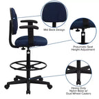 Chaise de bureau à deux vérins avec accoudoirs réglables, plusieurs couleurs