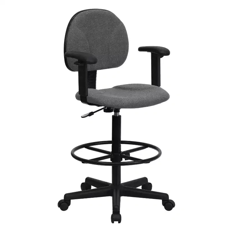 Two Cylinder Drafting Chair with Adjustable Arms, Multiple Colors