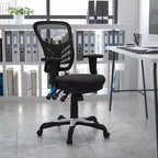 Fauteuil de bureau ergonomique multifonction en maille noire à dossier mi-haut avec accoudoirs réglables