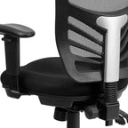 Fauteuil de bureau ergonomique multifonction en maille noire à dossier mi-haut avec accoudoirs réglables