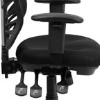 Fauteuil de bureau ergonomique multifonction en maille noire à dossier mi-haut avec accoudoirs réglables