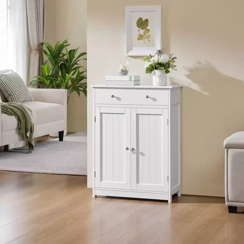 Meuble de salle de bain en bois avec étagère réglable