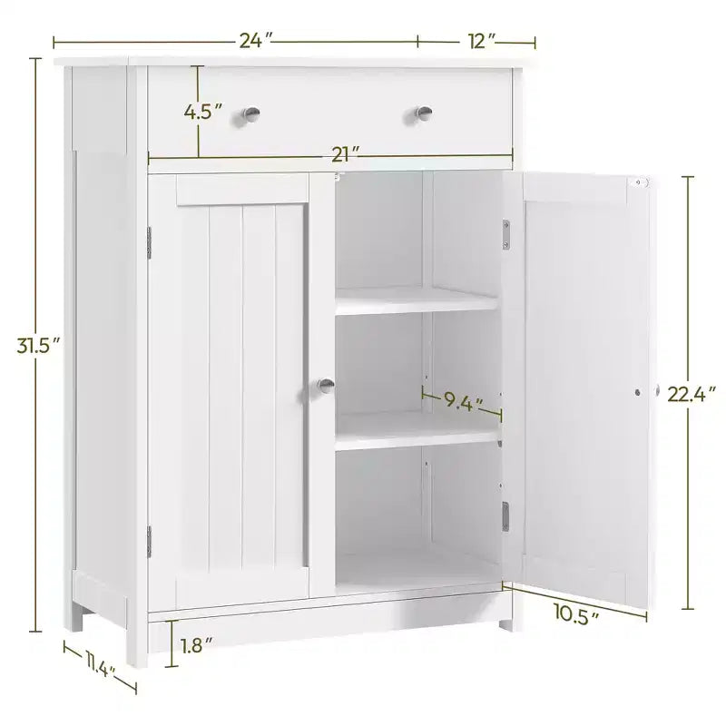 Meuble de salle de bain en bois avec étagère réglable