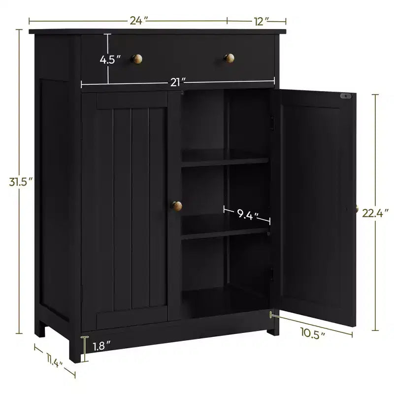 Meuble de salle de bain en bois avec étagère réglable