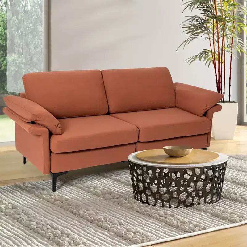 Canapé moderne en tissu 2 places avec pieds en métal pour petits espaces