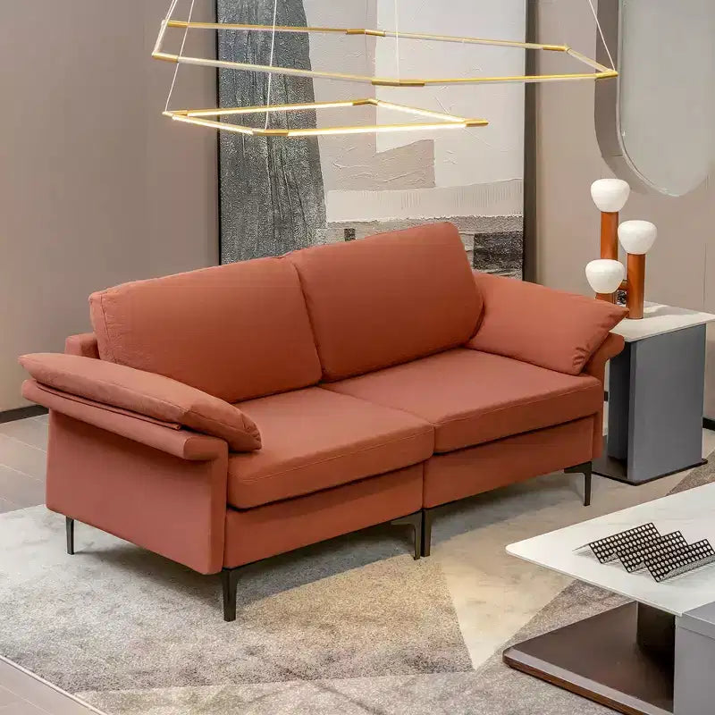 Canapé moderne en tissu 2 places avec pieds en métal pour petits espaces