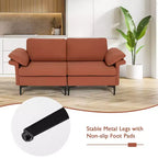 Canapé moderne en tissu 2 places avec pieds en métal pour petits espaces