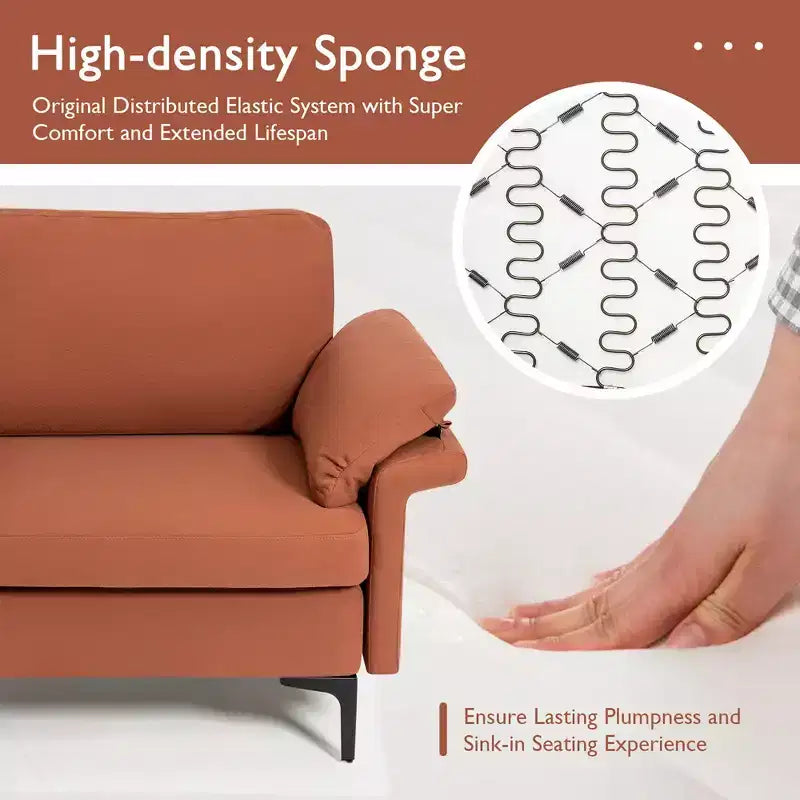 Canapé moderne en tissu 2 places avec pieds en métal pour petits espaces