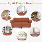 Canapé moderne en tissu 2 places avec pieds en métal pour petits espaces