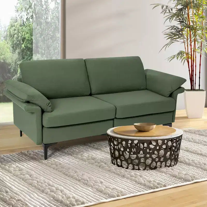 Canapé moderne en tissu 2 places avec pieds en métal pour petits espaces