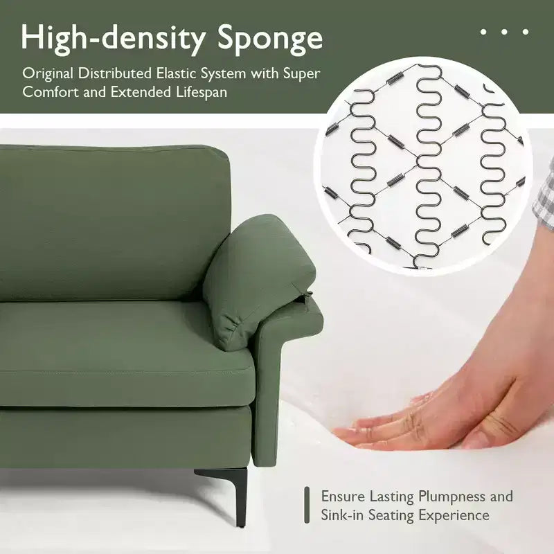 Canapé moderne en tissu 2 places avec pieds en métal pour petits espaces