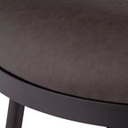 Tabouret de bar pivotant en métal noir mat de 66 cm de haut, coussin rond en cuir marron rustique avec dossier bas et repose-pieds pour comptoir de cuisine