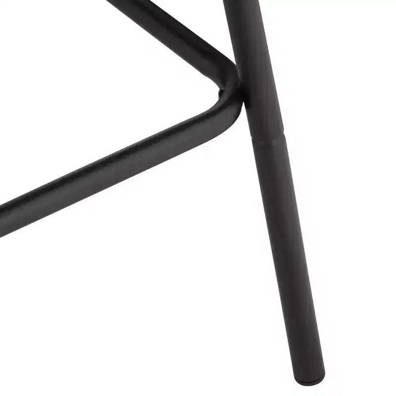 Tabouret de bar pivotant en métal noir mat de 66 cm de haut, coussin rond en cuir marron rustique avec dossier bas et repose-pieds pour comptoir de cuisine