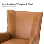 Fauteuil classique avec dossier à oreilles et clous décoratifs
