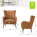 Fauteuil classique avec dossier à oreilles et clous décoratifs