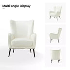 Fauteuil classique avec dossier à oreilles et clous décoratifs