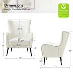 Fauteuil classique avec dossier à oreilles et clous décoratifs