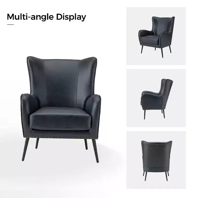 Fauteuil classique avec dossier à oreilles et clous décoratifs