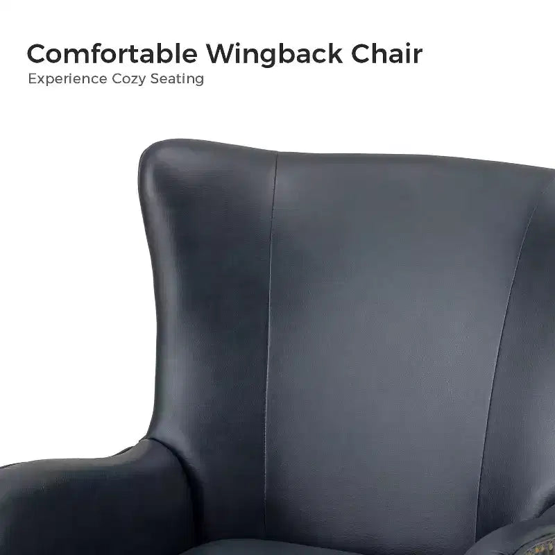 Fauteuil classique avec dossier à oreilles et clous décoratifs