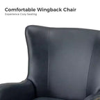 Fauteuil classique avec dossier à oreilles et clous décoratifs