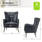 Fauteuil classique avec dossier à oreilles et clous décoratifs