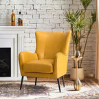 Fauteuil classique avec dossier à oreilles et clous décoratifs