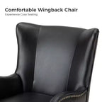 Fauteuil classique avec dossier à oreilles et clous décoratifs