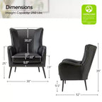 Fauteuil classique avec dossier à oreilles et clous décoratifs