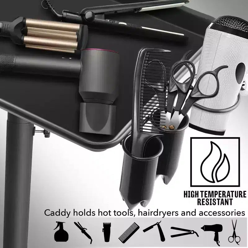 Plateau à instruments en aluminium de qualité supérieure — Chariot de coiffeur avec porte-accessoires, noir