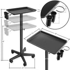 Plateau à instruments en aluminium de qualité supérieure — Chariot de coiffeur avec porte-accessoires, noir