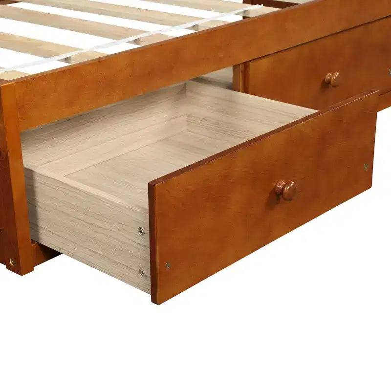 Twin Size Platform Bed, Wooden Storage Bed Frame with 3 Drawers