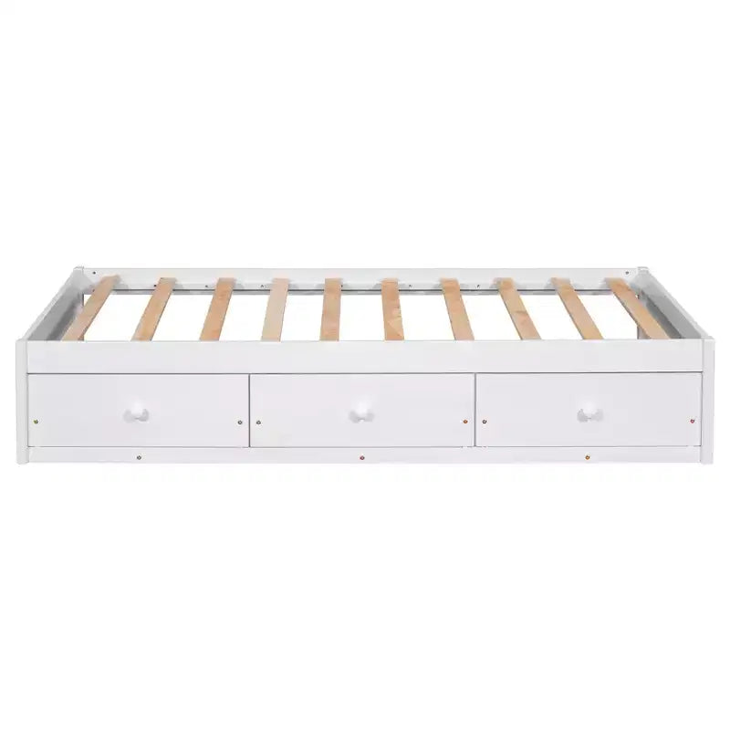 Twin Size Platform Bed, Wooden Storage Bed Frame with 3 Drawers